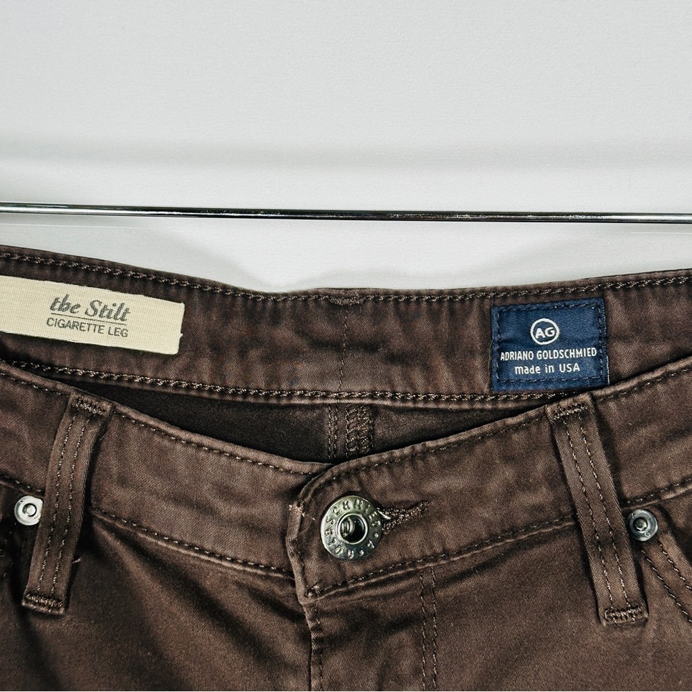 AG Adriano Goldschmied The Stilt Cigarette Leg Jeans Brown Stretch 28R - Picture 2 of 10